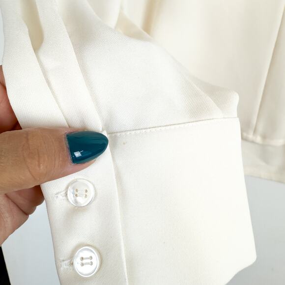 The Fold London Silk Stretch Layered Flowy Blouse Cream Ivory - Size 12 - Picture 11 of 13